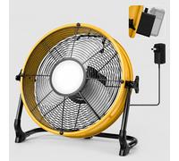T-SUN Rechargeable 12 Inch Stand Fan Compatible with Dewalt 18V/20V Battery Fan with LED Light, Type C USB Port, Continuous Speeds, Industrial Cordless Fan