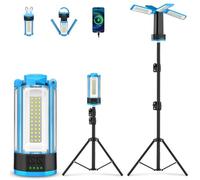 T-SUN Rechargeable LED Work Light with Metal Stand,4100Lumen Portable Magnetic Camping Light,10400Ah Battery,Job Site Lighting for Outdoor Barbecue Golf Fishing Indoor Workshop Garage
