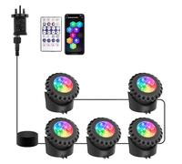 T-SUN RGB Pond Lights Mains Powered Submersible LED Underwater Fountain Spotlights with Bluetooth APP Control IP68 Waterproof for Aquariums Fish Tanks Pools Garden Yard Ponds (Set of 5)
