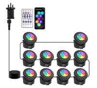 T-SUN RGB Pond Lights Mains Powered Submersible LED Underwater Fountain Spotlights with Bluetooth APP Control IP68 Waterproof for Aquariums Fish Tanks Pools Garden Yard Ponds (Set of 10)