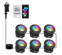 T-SUN RGB Pond Lights Mains Powered Submersible LED Underwater Fountain Spotlights with Bluetooth APP Control IP68 Waterproof for Aquariums Fish Tanks Pools Garden Yard Ponds (Set of 6)