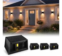 T-SUN Solar Fence Lights Outdoor Garden,IP65 Waterproof Solar Wall Light Outdoor,3000K Warm White,Adjustable Beam Angle,Auto On/Off Sensor Garden Fence Lights for Outside Patio Deck Decorations, 4PCS