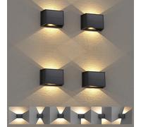 T-SUN Solar Fence Lights Outdoor Garden,IP65 Waterproof Solar Wall Light Outdoor,3000K Warm White,Adjustable Beam Angle,Auto On/Off Sensor Garden Fence Lights for Outside Patio Deck Decorations,4-Pack