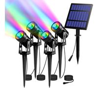 T-SUN Solar Landscape Spotlights, 4 in 1 Solar Powered Garden Spike Lights, IP6