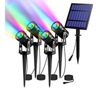 T-SUN Solar Landscape Spotlights, 4 in 1 Solar Powered Garden Spike Lights, IP65 Waterproof Multifunctional Outdoor Wall Lights, 2 Modes Garden Decorative Lawn Lights, for Patio Yard Pathway