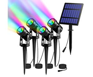 T-SUN Solar Landscape Spotlights, 4 in 1 Solar Powered Garden Spike Lights, IP65 Waterproof Multifunctional Outdoor Wall Lights, 2 Modes Garden Decorative Lawn Lights, for Patio Yard Pathway