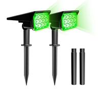 T-SUN Solar Spotlight for Outdoor Garden, 2 Pack Green, 20 LED, IP65 Waterproof, 2 Brightness Levels, Wall Mount, Modern Style, Garden Lighting, Wall Light, Spotlight