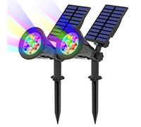 T-SUN Solar Spotlights, 7 LED Color-Changing Solar Landscape Lamps, 2-in-1 Multi Use Outdoor Wall Lights, Decorative Lights for Outdoor, Garden, Lawn, Pathway, Party & Christma
