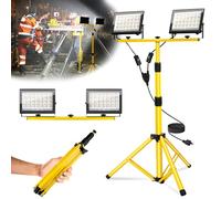 T-SUNiceM 21000Lumen Work Lights with Stand, 2 Head LED Work Light with Adjustable and Foldable Tripod Stand, IP66 Waterproof Portable Work Light for Outdoor Workshop Garage Construction Site Job Site