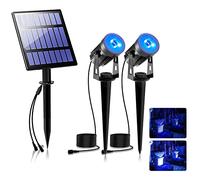 T-SUNUS 2W Solar Spotlights, IP65 Waterproof Outdoor Solar Lights Landscape Lighting Wall Light Auto On/Off with 2 Blue Dual Spot Headlamp for Tree,Patio, Yard, Garden