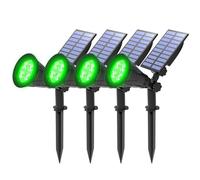 T-SUNUS Green Solar Lights, IP65 Waterproof 4 LED Solar Spotlight Wall Light, Auto-on/Off Security Light Landscape Light for Tree,Patio,Yard,Garden,Driveway,Pool Area 4 Pack Green