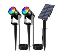 T-SUNUS Halloween Color Changing Solar Spot Lights Metal, RGB LED Landscape Spotlights IP65 Waterproof Spotlight for Outdoor uplighting, Garden, Pathway, Christmas Trees