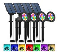 T-SUNUS Halloween Solar Landscape Spotlights Color Changing 4 Pack, Spot Lights Christmas Tree Waterproof IP65 Garden Pond Light, 180° Adjustable Wall Light Separately Installed for Outdoor/Indoor