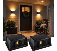 T-SUNUS LED Wall Light Solar Outdoor Solar Lights for Outdoor Use Warm White Up and Down Adjustable Beam Angle Solar Wall Lights Waterproof for Garden Balcony Patio Stairs Pack of 2