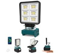 T-SUNUS LED Work Light for Makita 18V/20V Batteries, 48W 5200LM Flood Light with USB & Type C Charging, Low Voltage Protection, Site Lighting for Emergency Garage Workshop DIY(Blue)