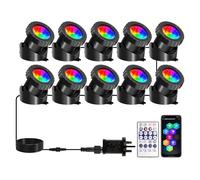 T-SUNUS Pond Lights Mains Powered with APP/Remote Control RGB Underwater Lighting, Submersible, IP68, Multi-Colour Mode, Halloween Pond Lights, for Fish Tank Garden Fountain Pond Outdoor(10-in-1)
