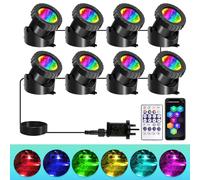 T-SUNUS Pond Lights Mains Powered with APP/Remote Control RGB Underwater Lighting, Submersible, IP68, Multi-Colour Mode, Halloween Pond Lights, for Fish Tank Garden Fountain Pond Outdoor(8-in-1)