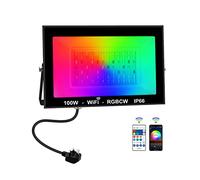 T-SUNUS Smart LED RGBW Floodlight Outdoor 100W, Colour Changing Flood Light IP66 Waterproof, WiFi Floodlight APP Control with Timing, Halloween Lights Outdoor, for Party Deck Stage dj Garden