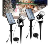 T-SUNUS Solar Garden Spot Lights, Christmas Light LED Solar Light Outdoor Waterproof Auto ON/Off for Garden, Driveway, Pathway, Pool Area, 2 Pack(White 6000K)