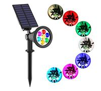 T-SUNUS Solar Garden Spotlight Outdoor 7 LED Color Change Spot Light 180° Adjustable, Auto-on/Off Security Light, Security Garden Landscape Lamps for Pathway Yard, Patio, Tree, Deck, Wall