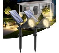 T-SUNUS Solar Garden Spotlights, 4 LED Yellow Solar Lights 180° Adjustable Waterproof, Auto-On/Off Security Lighting, Solar uplighters for Garden, Pathway Yard, Lawn(2 PCS)