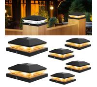 T-SUNUS Solar Lamp for Pole, Solar Lights Protective Caps 9x9 10x10 12.7x12.7 14X14, IP65 Waterproof Solar Pole Cap 3000K and 6000K for Wooden Poles