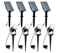 T-SUNUS Solar Spot Lights Outdoor White 4 Pack 6000K, IP65 Waterproof Landscape Spotlights Halloween Separate Panel with 9.8ft Cable Auto On/Off for Flag Pond Trees Driveway Garden Pathway Pool
