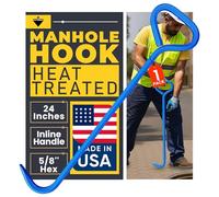 T & T Tools Original 24-Inch Single Hook Manhole Cover Lifting Tool - Hex Alloy Steel, Blue, 1 Hook, 35 Pounds Max Weight, Industrial Use
