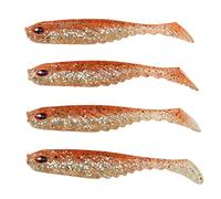 T Tail Lure Soft Bait Swimbait Artificial Tackle 4Pcs 75mm 3.2g for Seawater Freshwater Fishing Environmentally Friendly PVC Material (Orange Yellow)