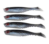 T Tail Soft Bait Artificial Lures 4PCS Double Colors Fishing Tackle Wobbler with Lifelike Swimming Action for Freshwater Saltwater Fishing PVC Material 75mm 3.2g (black back)