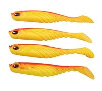 T Tail Soft Bait Artificial Lures 4PCS Double Colors Fishing Tackle Wobbler with Lifelike Swimming Action for Freshwater Saltwater Fishing PVC Material 75mm 3.2g (redback)