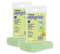 T.Taio Esponjabon Soap Sponge - Cleansing Shower Scrubber - Cleaning Bath Wash Scrub - Oil Removal - Massage & Lather Foot, Elbow, & Face - Bathroom Accessories - Cucumber & Melon Soap (2-Pack)