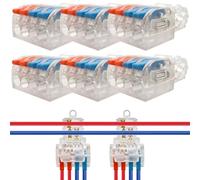 T tap wire connectors Dujelixa PC and tinned copper T tap Quick Wire Connectors, (15-13AWG, Red blue 2T to 4)6Pcs, No need to strip wires or disconnect power Plug and Play