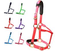 T TEKE Adjustable Horse Halters by Heavy Duty Soft Nylon, Padded with Anti-rubbing Waffle Neoprene on Both Crown & Nose