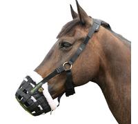 T TEKE Nano-Duro II Deluxe Horse Grazing Muzzle with Fleece Fur Lining, Full Adjustable Neoprene Cushion Halter