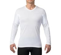 T THOMPSON TEE Sweatproof Long Sleeve Shirt for Men with Underarm Sweat Pads (Fitted, V Neck) - White - S