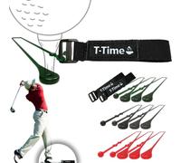 T-Time® Golf Tee Anchor Leash & Tether - US Patented - Keeps Tees in Place for Driving Range and Simulator Practice, 2 Straps + 9 Silicone Strings (3 Pink,3 Green,3 Grey)