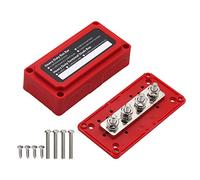 T Tocas BusBar Power Distribution Block 12V-48V 300A with 4X M8 Studs Battery Terminals Blocks, Heavy Duty DC Bus Bar with Cover 300 Amp for Vehicle Caravan Trucks Camper Boat Solar, Red