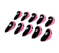 T TOOYFUL 10PCS Neoprene Golf Club Head Covers Iron Pouch Holder Case for Men Women Golf Playing Accessories, Black+Pink