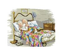 T TOOYFUL Old Married Couple Stamped Stitch Starter Kits for Adults 14CT 44x36cm