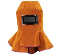 T TOVIA Leather Welding Hood with Auto Darkening Lens & Shoulder Drape - Flame Resistant Welder Mask for MIG TIG ARC
