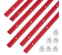 T Track 36" with Wood Screws-Double Cut Profile Universal T-Track with Predrilled Mounting Holes-T Track Woodworking-Fine Sandblast Anodized-Red Color-6PK