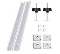 T-Track Clamps DIY Woodworking Tool Set, T-Slot Track with M8T Threaded Rod, Knob Nut, M6 M8 Slide Block and Self-Tapping Screw, for Woodworking Tool Slot Fastener