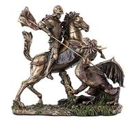 T-Trove Cold Cast Bronze St George the Dragon Slayer Statue Figurine