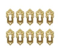 T Tulead 10 Pcs Brass Keyhole Iron Keyhole Cover 1-4/5"L x 1"W Keyhole Plate for Cabinet Dresser Drawer Cabinet,Gold
