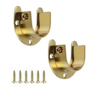 T Tulead 2 Pcs Closet Rod Bracket, Shower Curtain Rod Holder, Stainless Steel Curtain Rods Holder with Screws, Golden Closet Pole Socket (34 mm)