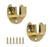 T Tulead 2 Pcs Curtain Rod Holders, Golden Stainless Steel Closet Rod Support, Heavy Duty Curtain Pole Socket with Screws (27 mm)