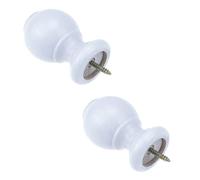 T Tulead 2PCS Curtain Rod Finial Screw on Curtain Rod End Caps White Drapery Rod Bracket Finals