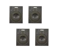 T Tulead 4 Pcs Embedded Folding Handle 35mm x 45mm Vintage Cabinet Pulls Handles Dresser Pulls with Screws for Bedroom, Kitchen