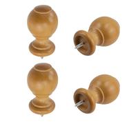 T Tulead 4PCS Wooden Curtain Rod Finials Curtain Rod Holders Wardrobe Rod Brackets (Wood Color)